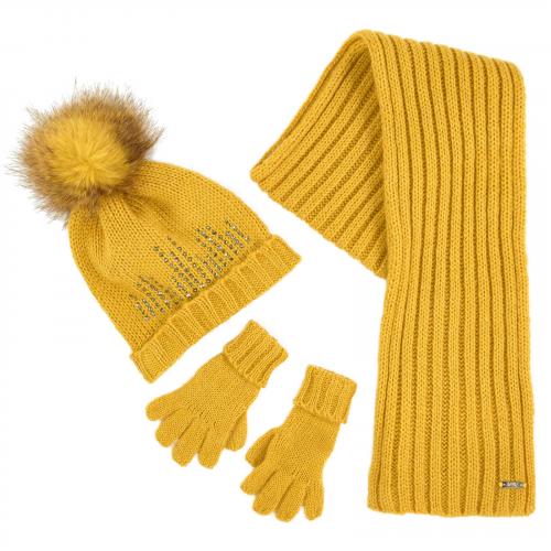 Комплект (шапка, шарф, перчатки) желтыйжелтый
